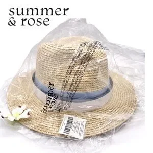 NWT Summer & Rose Madison Straw Fedora with Blue Tie Dye Band Half Note Straw Hat - Two-Tone Summer Festival Hat for Men  main image 3